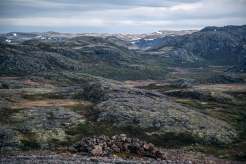 Fototapeta premium Landscapes nature of the north of Russia. Summer in the tundra. Kola Peninsula. 