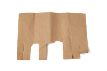 template for ad made of brown sheet of paper with tear-off edges