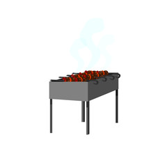 Barbecue with barbecue for camping on an isolated background