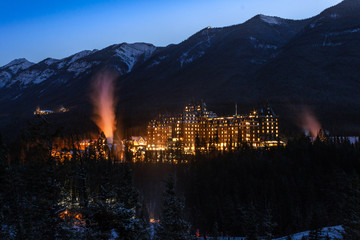 Banff springs hotel during sunset