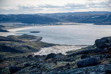 Nature of the Arctic Circle in summer. Kola Peninsula Murmansk region.