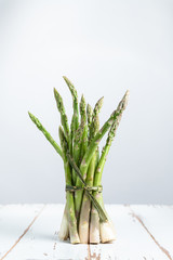Fresh green asparagus with white background