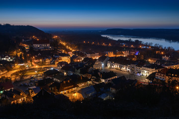 A night panorama of Kazimierz Dolny - a small town located on the right (eastern) bank of the Vistula river, considerable tourist attraction.