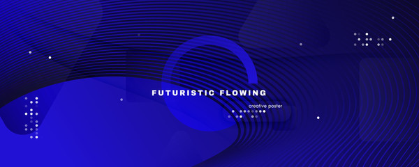 Deep Futuristic Background. Flow Shape Poster. 3d 