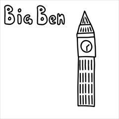Big Ben in the style of doodling.