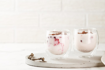 Yogurt with chocolate and berries
