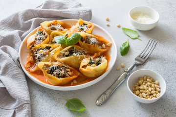 Italian pasta stuffed with ground,spinach and parmesan cheese