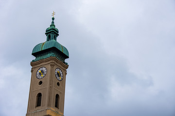 Beautiful church tower in the European city of Munich