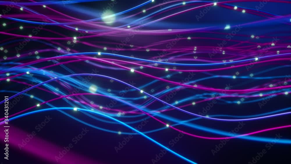 Poster abstract fiber lines. abstract glowing fiber optic lines. bright light beam for fast data transfer f
