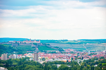 Beautiful view to the Marienberg Fortress and city of Wurzburg.