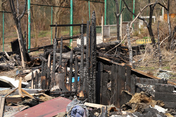 the remains of a house burned in a fire