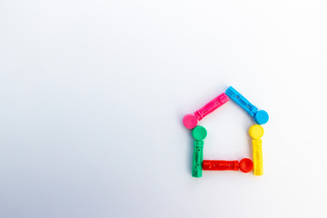 Abstract art view of colorful diabetic glucose testing lancets on a white background with copy space