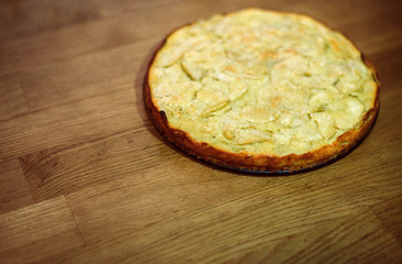 Apple pie on the kitchen table