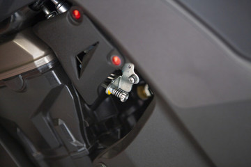 Naked motorcycle engine macro details
