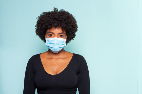 Black Woman Wearing Protection Mask