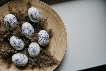 chicken eggs in a nest, religion, Easter eggs