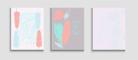 Abstract Hipster Vector Posters Set. Japanese Style Invitation. 