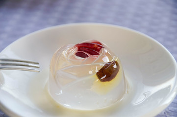 Close up shot of a rose shape jelly