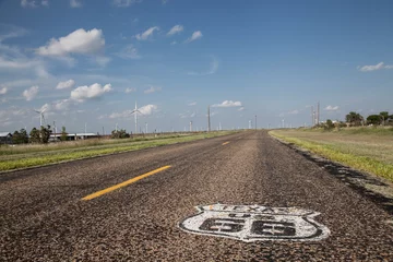 Fotobehang carretera de la ruta 66 con cartel pintado en asfalto © Raquel