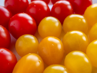 Delicious and healthy red and yellow cherry tomatoes background