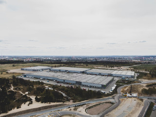 Aerial drone photo of Logistics Centre which is  is a modern Class A warehouse park.