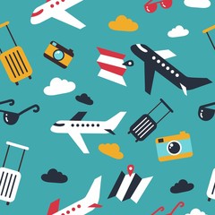 Cute travel  seamless pattern