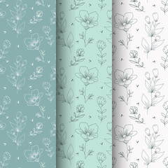 Hand drawn seamless floral pattern vintage style