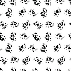 Vector seamless pattern with dry brush prints/ Hand drawn texture/ Abstract background in black and white