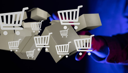 Transport Cardboard boxes, logistics and delivery concept digital  3d.