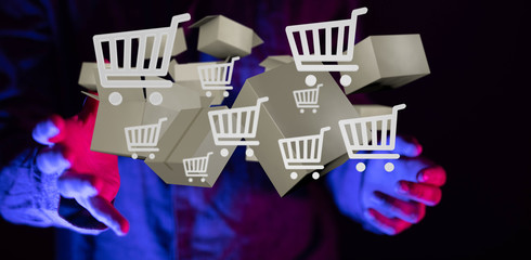 Transport Cardboard boxes, logistics and delivery concept digital  3d.