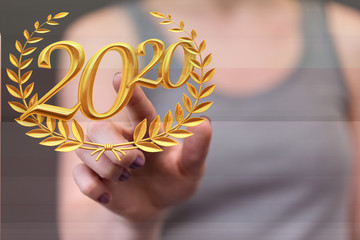 business year 2020 up goals and  success illustration