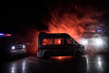 Fototapeta na wymiar ambulance car on blured background. Ambulance auto paramedic emergency.