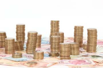 Turkish lira banknotes and coins