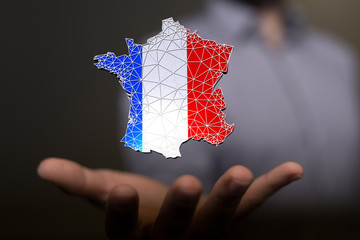 3d Digital France map country modern.