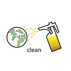 spray bottle cleaning icon, cleaning agent earth from corona virus. vector design