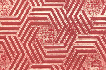 Texture red wall with a pattern of diamond geometric shapes, hexagon background