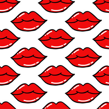 lips seamless doodle pattern