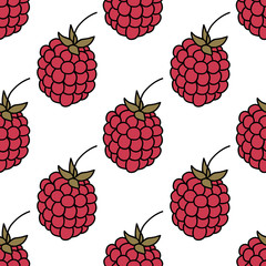 raspberry seamless doodle pattern