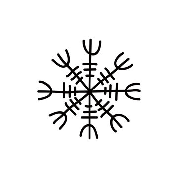 Icelandic magic runic sign, Aegishjalmur, doodle icon