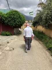 senior couple walking in the park