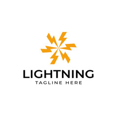 Modern professional logo design template, Orange lightning vector or six energy symbols
