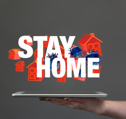 Stay home digital stay safe 3d.