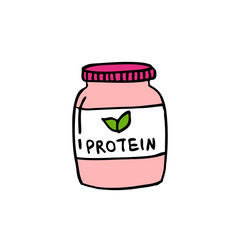 vegan protein powder, sport food nutrition doodle icon