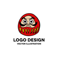 daruma doodle icon. Japanese traditional doll
