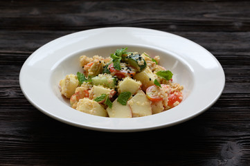 Dietary food apple qunoa salad with cucumber