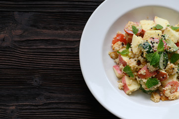 Dietary food apple qunoa salad with cucumber