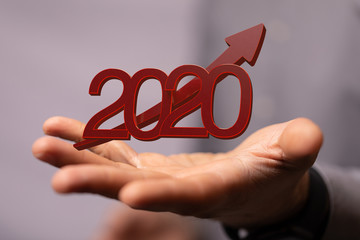 business year 2020 up goals and  success illustration