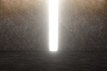 3D render illustration .Business solution and way out from trouble problem crisis on concrete wall .Symbol of business opportunities, challenge .Overcome business problem risk entrance - exit concept