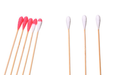 Social Distancing concept staying physically apart for infection control using red cotton bud sticks as a metaphor for containing corona virus outbreak - health and medical concept image .