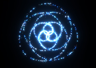 3d rendering illustration image .Abstract Spiral Galaxy. Abstract glowing swirls sparkles with particle on black background. Fantasy fractal design digital art concept